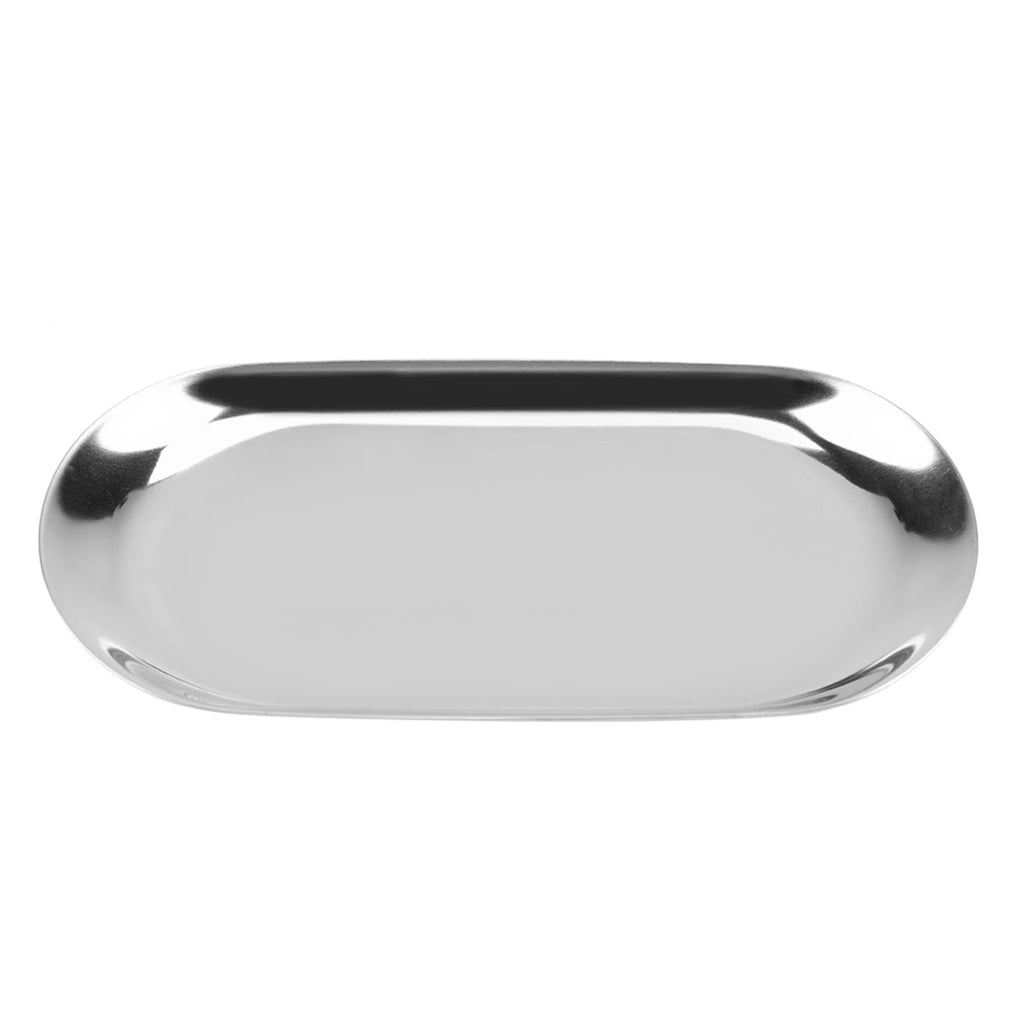 Nordic Style Stainless Storage Tray Cosmetics Jewelry Cake Plate for Office Desks(Silver S)