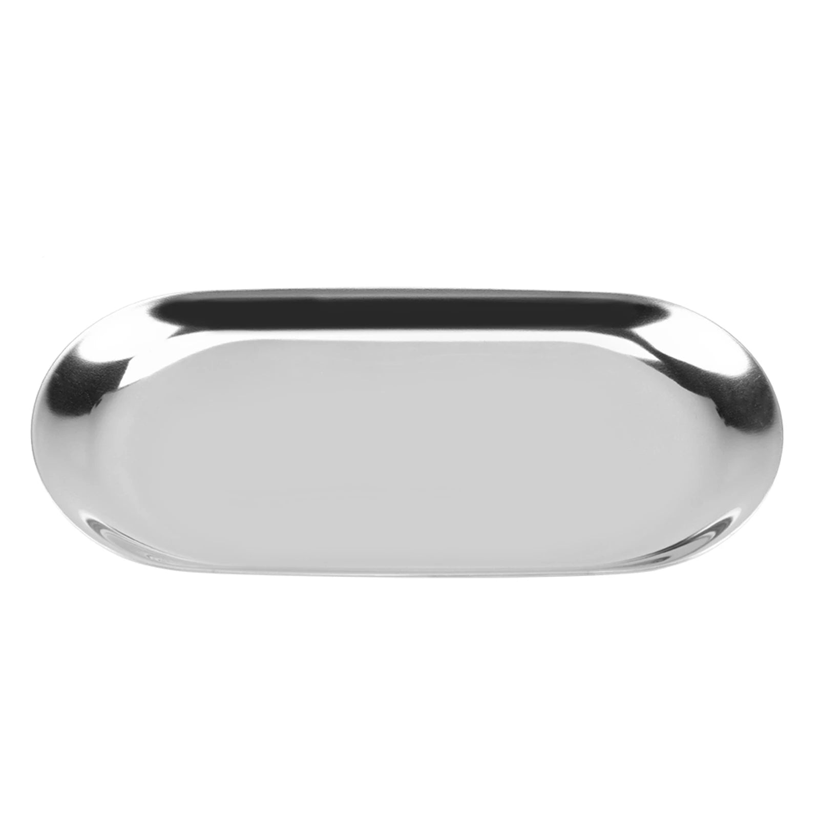 Nordic Style Stainless Storage Tray Cosmetics Jewelry Cake Plate for Office Desks(Silver S)