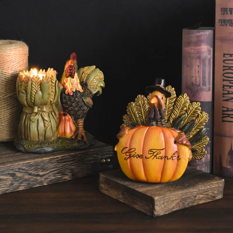 Halloween Pumpkin Harvest Festival Straw Doll Decoration Thanksgiving Turkey Resin Craft Decoration