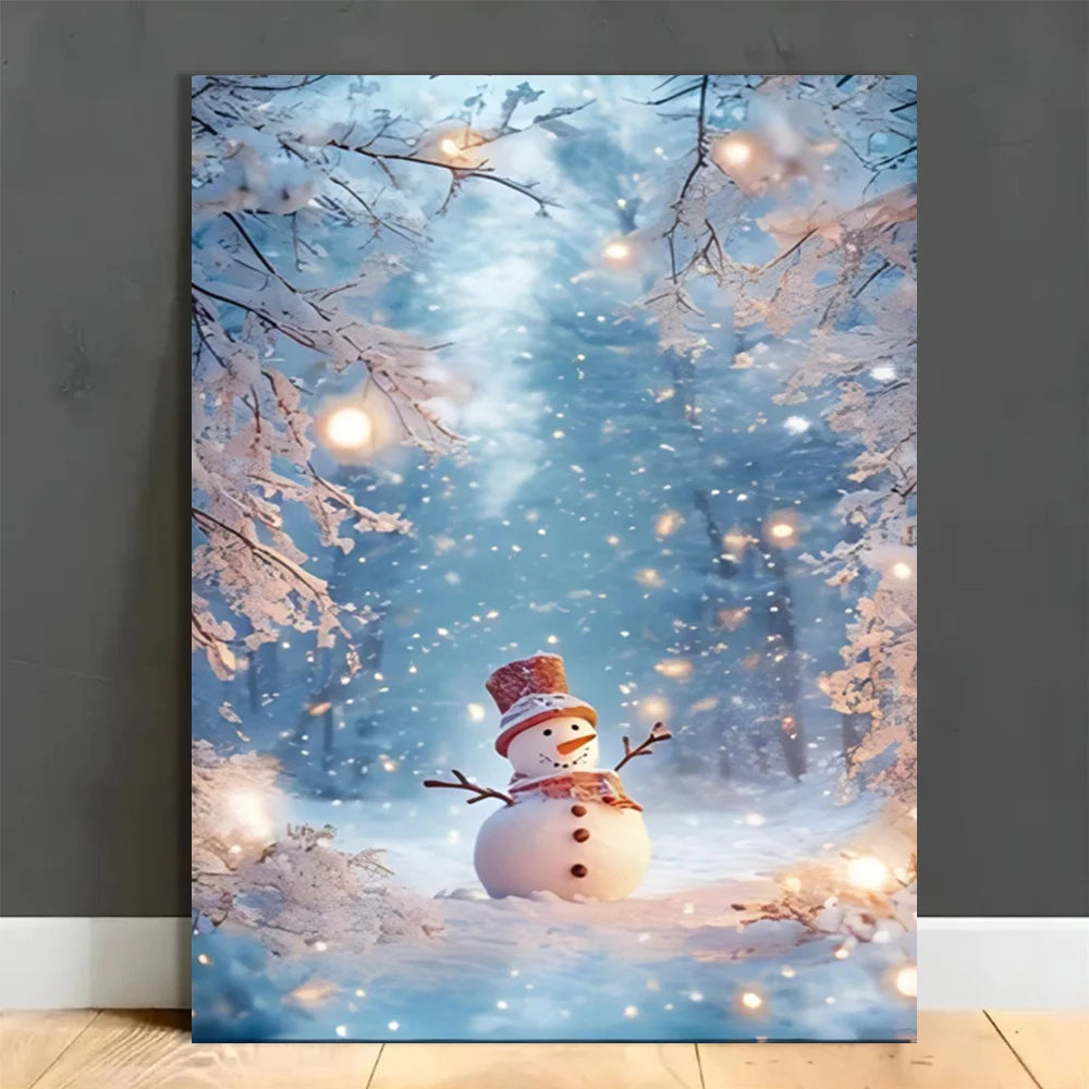 Charming Snowman Winter Scene Canvas Art Framed Wall Decor for Living Room Bedroom and Bathroom Perfect Christmas Home Accents