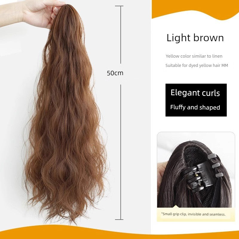 Internet Celebrity Wig Ponytail Women Grip Korean style Pear Flower Curly Hair Natural Simulation Hair Seamless High Ponytail Twist Fake Braid