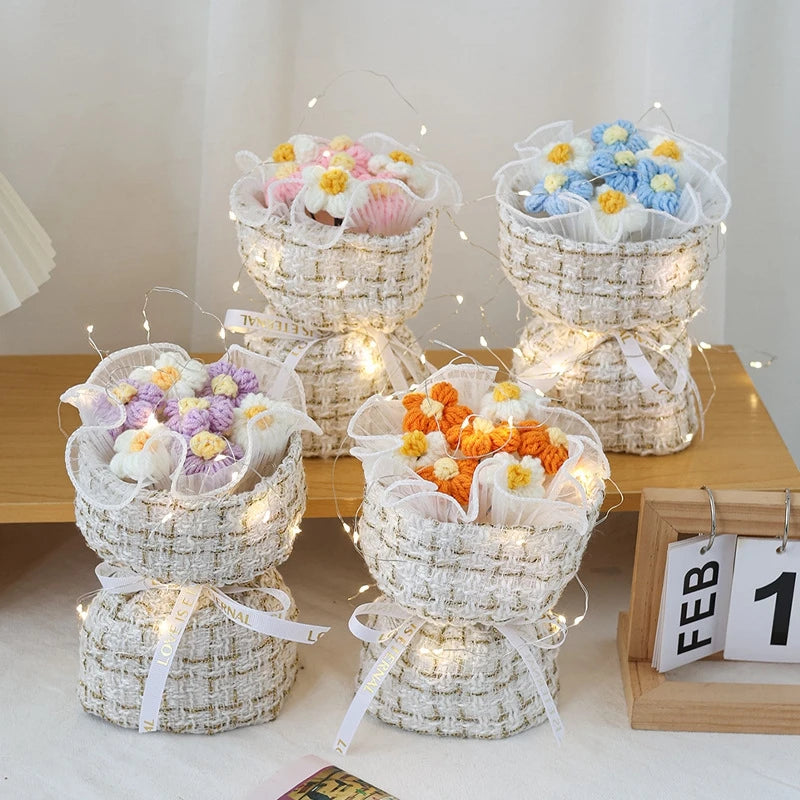 Crochet Flowers Bouquet Rose Hand-Knitted Graduation Flowers Bouquet Wedding Party Decoration Birthday Graduation Gifts - Heavenly shershelle