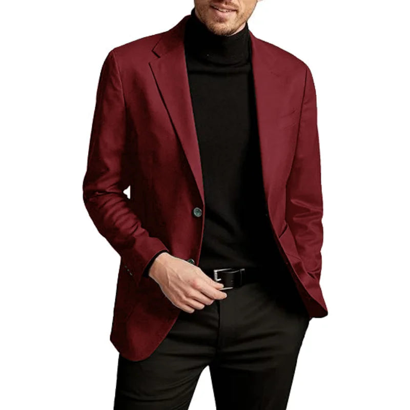 Men's Jacket Thin New Smart Casual Suit Suede Slim Jacket with Lining Single Breasted Coat European Size M-XXL
