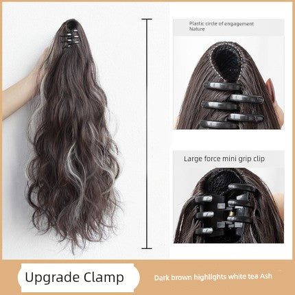 Internet Celebrity Wig Ponytail Women Grip Korean style Pear Flower Curly Hair Natural Simulation Hair Seamless High Ponytail Twist Fake Braid