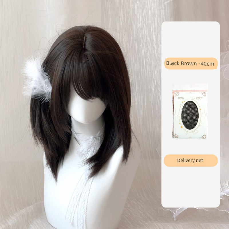 [Riman Lady] There Is a Village Frame Pure Wig Female High Level Two-Dimensional Japanese Style Long Straight Hair Artificial Hair Full-Head Wig - Heavenly shershelle