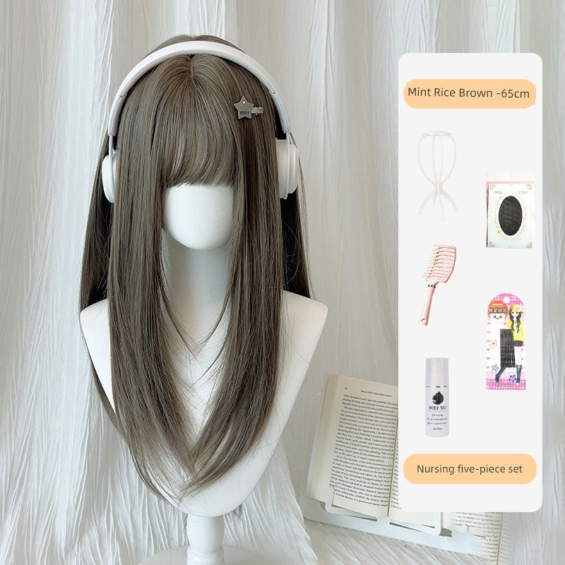 [Riman Lady] There Is a Village Frame Pure Wig Female High Level Two-Dimensional Japanese Style Long Straight Hair Artificial Hair Full-Head Wig - Heavenly shershelle
