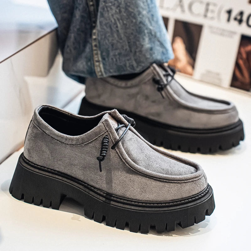 Men's Shoes 2025 Autumn New Style High-heel Thick-soled Loafers, Durable and Retro Casual Shoes, Everyday Street Trend Sneakers