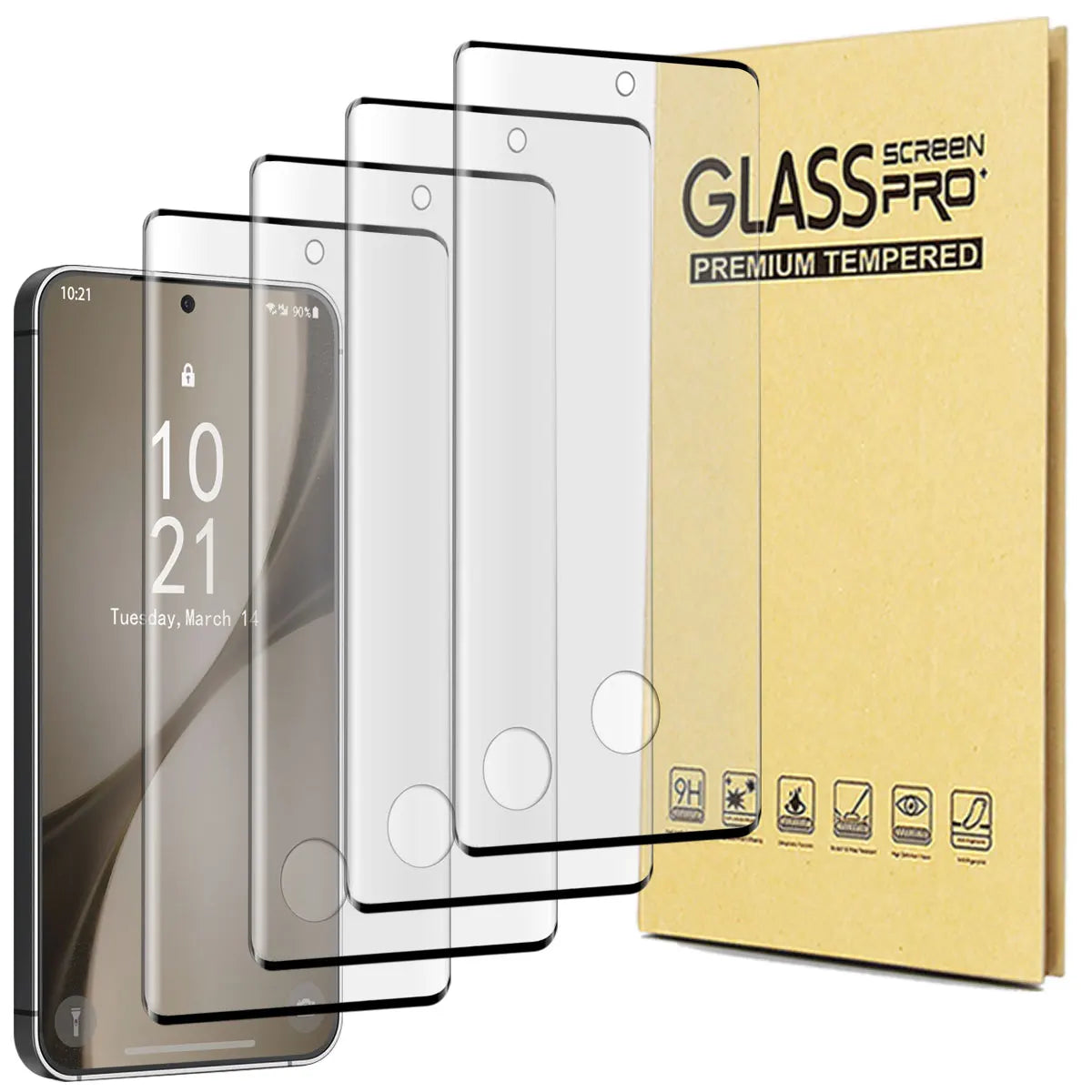 For Samsung Galaxy S24/S24 Plus/S24+/S24 Ultra 5G Case Friendly Full Coverage Clear Tempered Glass Screen Protectors 4-Pack