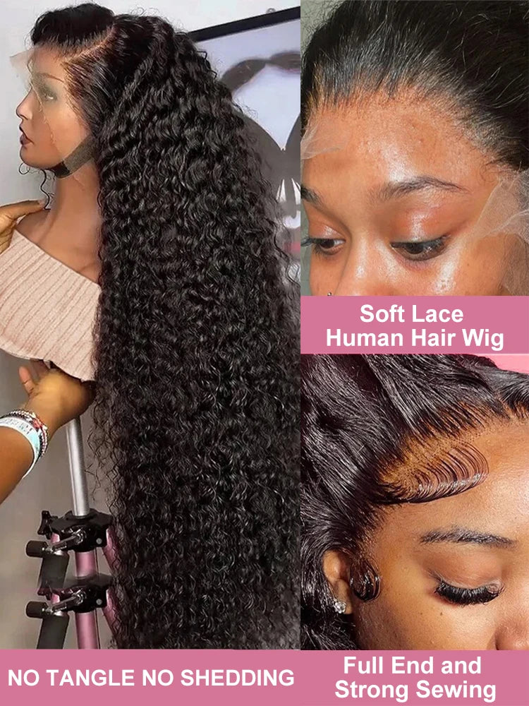 30 40 Inch Loose Deep Wave 13x6 HD Lace Frontal Wig Water Curly Human Hair Wig Glueless 13x4 Lace Front Human Hair Wig For Women
