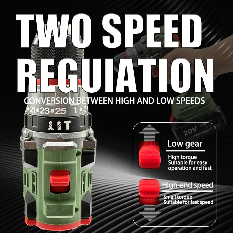 LYUWO 25+3 Brushless Impact Rechargeable Cordless Electric Screwdriver, Drill And Multifunctional LED Dual Speed Electric Tool - Heavenly shershelle