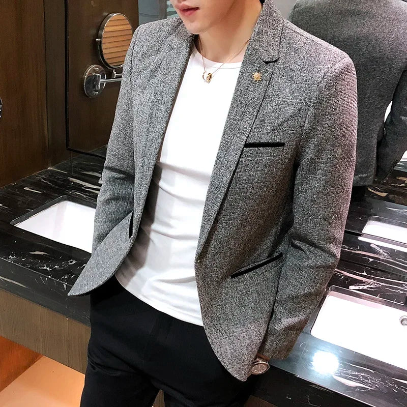 Blazer New Boutique Men's Solid Color British Style Fashion Casual Business Job Interview Gentleman Party Best Man Dress Suit - Heavenly shershelle