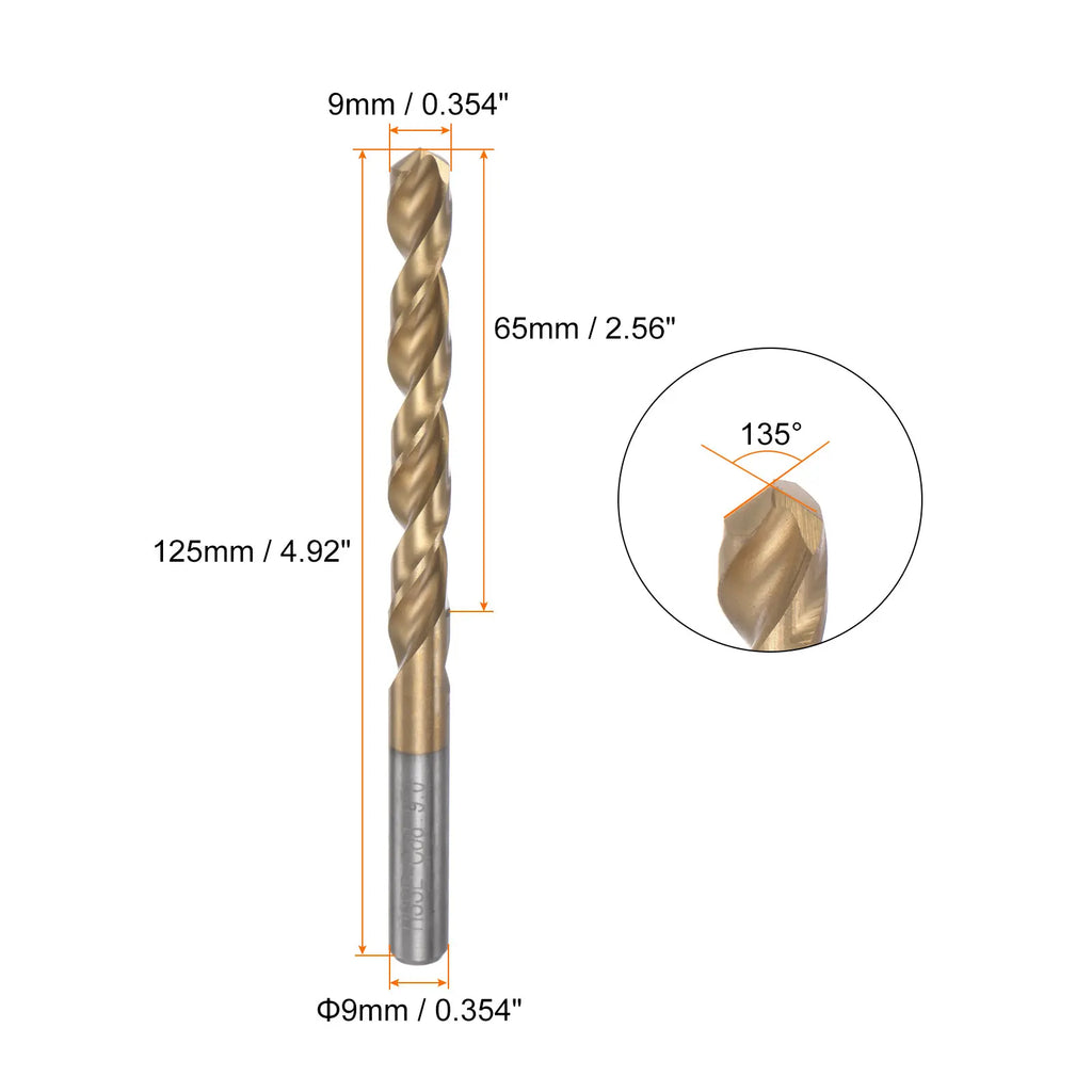 1/3pcs 3.4mm/9mm Titanium Coated M42 High Speed Steel 8% Cobalt (HSS) Twist Drill Bits