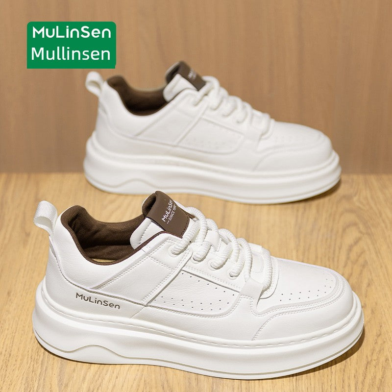 Mlskms-Vautid Men's Shoes Autumn and Winter Sports Casual Borad Shoes Male Leather Work Men's White Shoes Low Ankle Soft Bottom Stylish Shoes