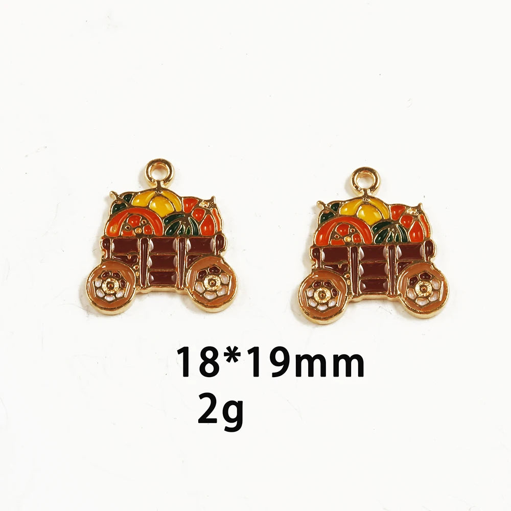 10pcs/Lot Thanksgiving Turkey Cake Pumpkin Maple Oil Enamel DIY Charms for Bag Earring Necklace Jewelry Making Handmade Pendant