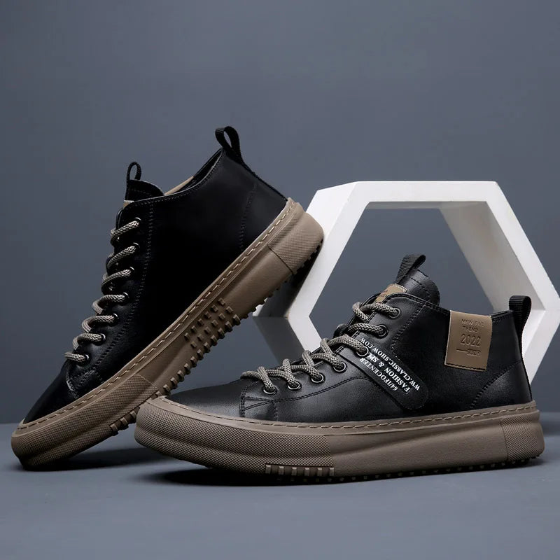 Men's Shoes 2025 New Soft-Soled Sports Mid-High Top Sports Shoes Business Casual Fashion Thick-Soled Shoes Versatile Lightweight Trbottomyy Shoes