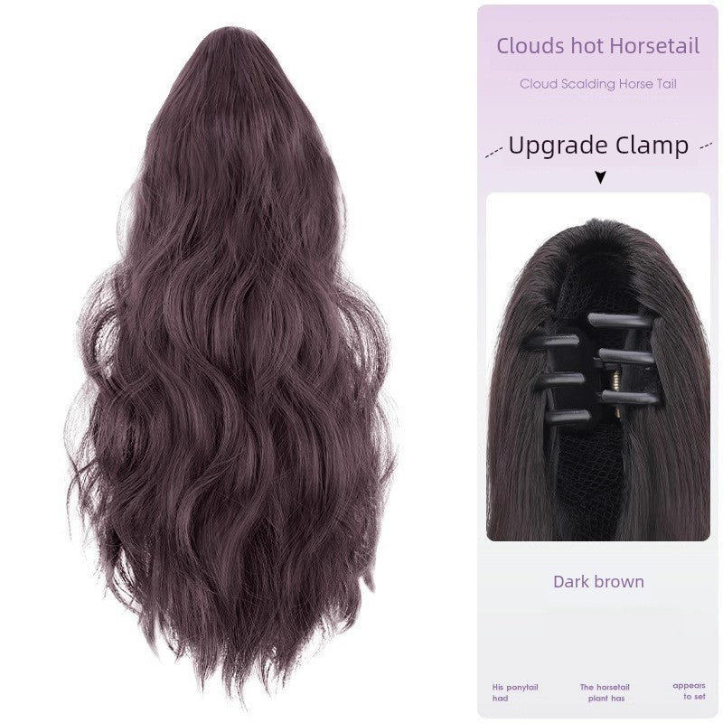 Internet Celebrity Wig Ponytail Women Grip Korean style Pear Flower Curly Hair Natural Simulation Hair Seamless High Ponytail Twist Fake Braid
