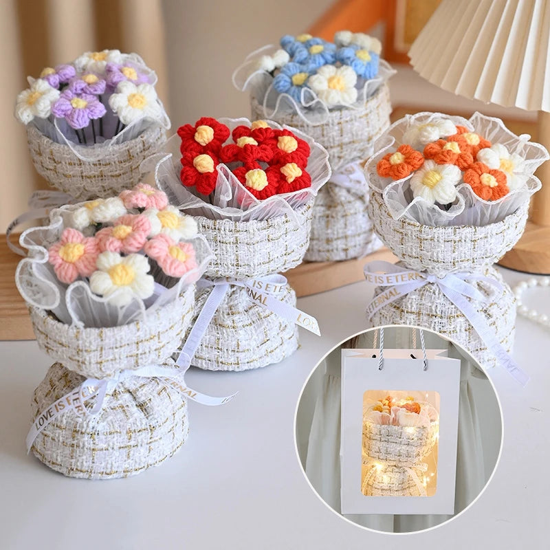 Crochet Flowers Bouquet Rose Hand-Knitted Graduation Flowers Bouquet Wedding Party Decoration Birthday Graduation Gifts - Heavenly shershelle