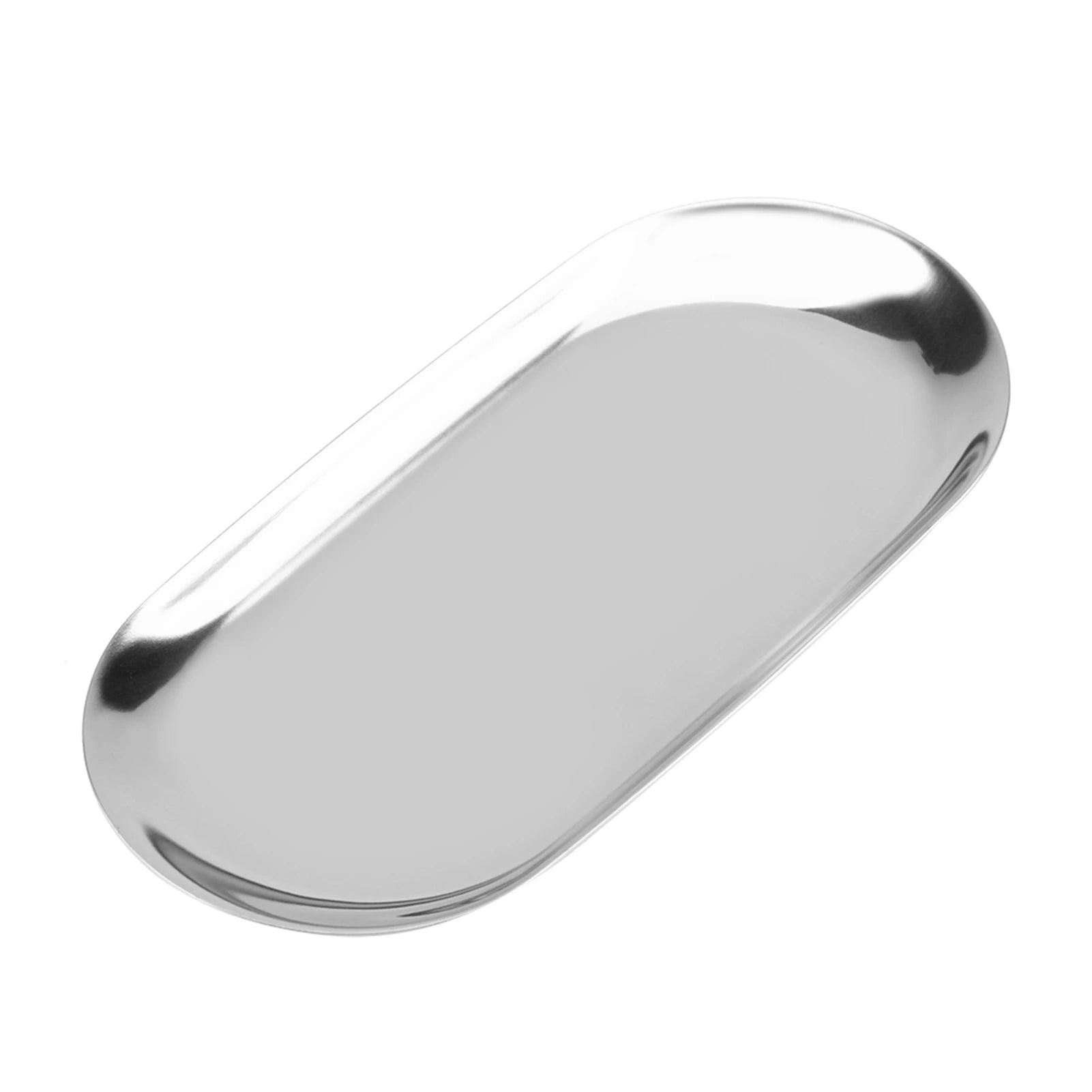 Nordic Style Stainless Storage Tray Cosmetics Jewelry Cake Plate for Office Desks(Silver S)