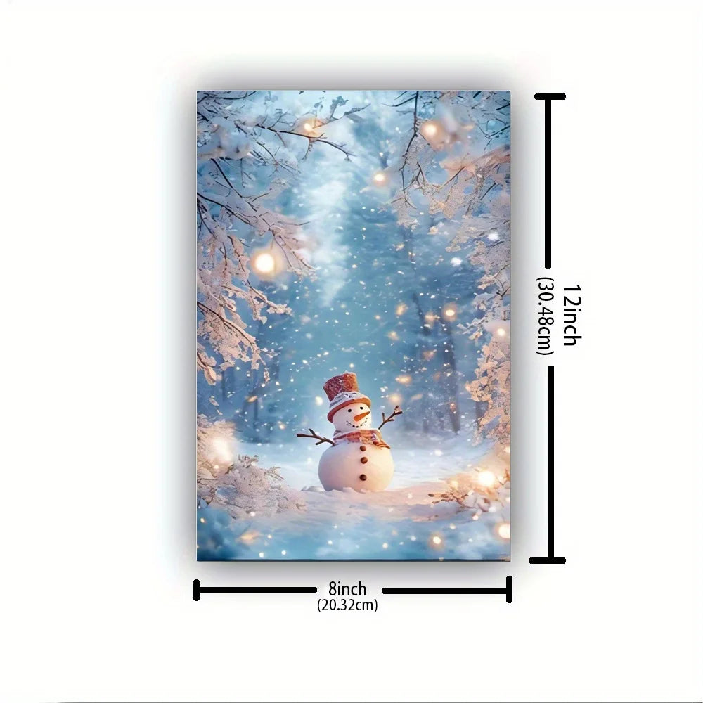 Charming Snowman Winter Scene Canvas Art Framed Wall Decor for Living Room Bedroom and Bathroom Perfect Christmas Home Accents