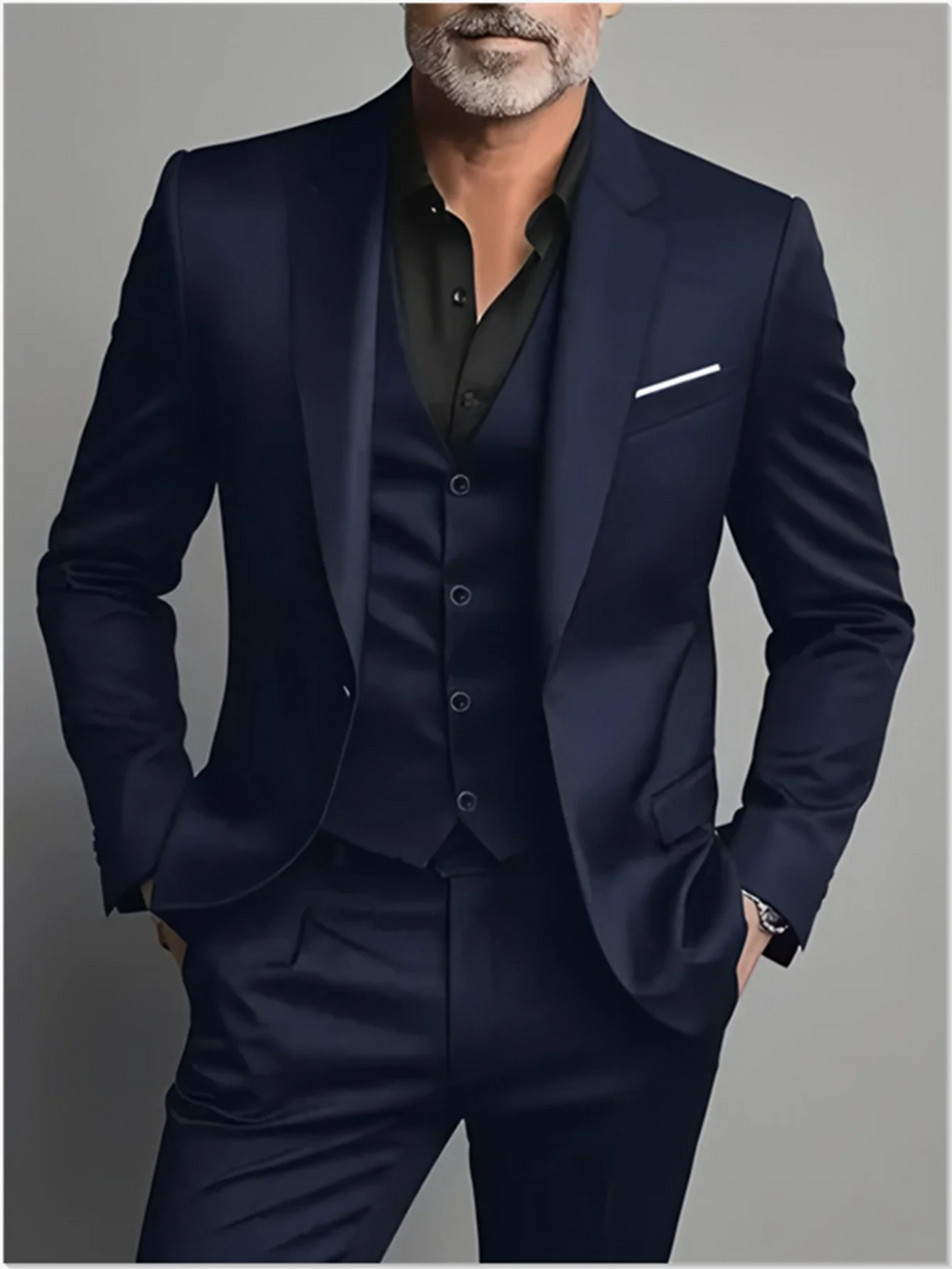 Elegant Men's Suit Sets- Slim Fit Tuxedo Set for Weddings & Formal Occasions, Black Suit