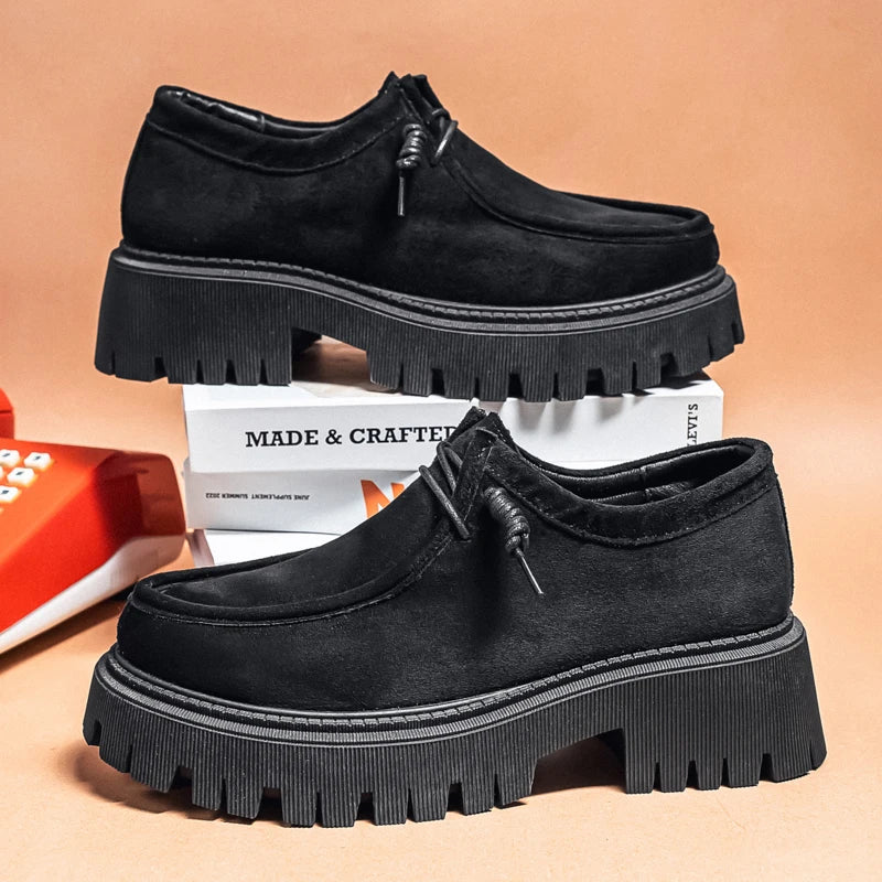 Men's Shoes 2025 Autumn New Style High-heel Thick-soled Loafers, Durable and Retro Casual Shoes, Everyday Street Trend Sneakers