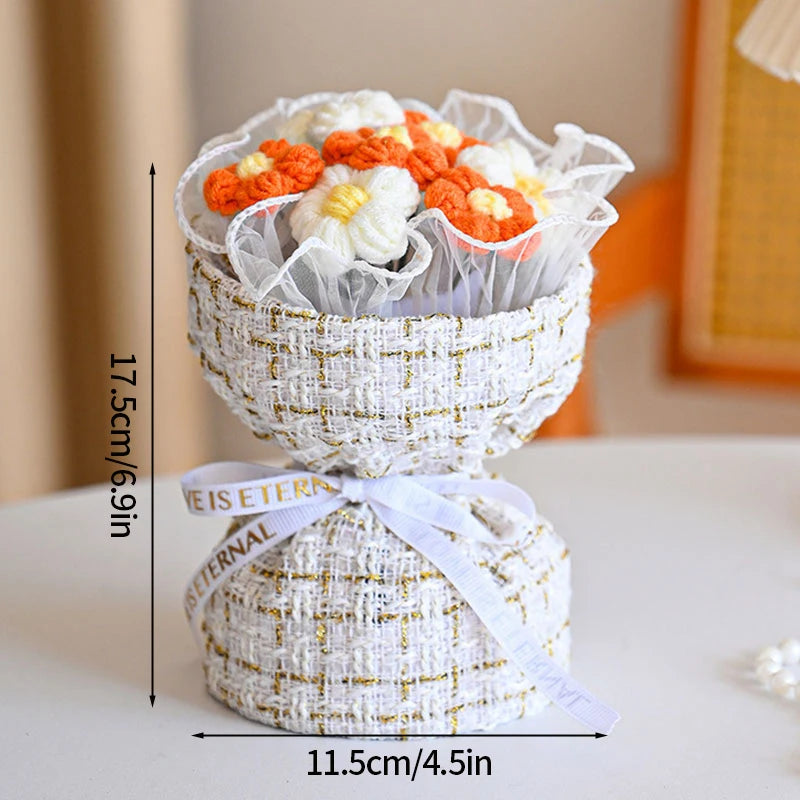 Crochet Flowers Bouquet Rose Hand-Knitted Graduation Flowers Bouquet Wedding Party Decoration Birthday Graduation Gifts - Heavenly shershelle