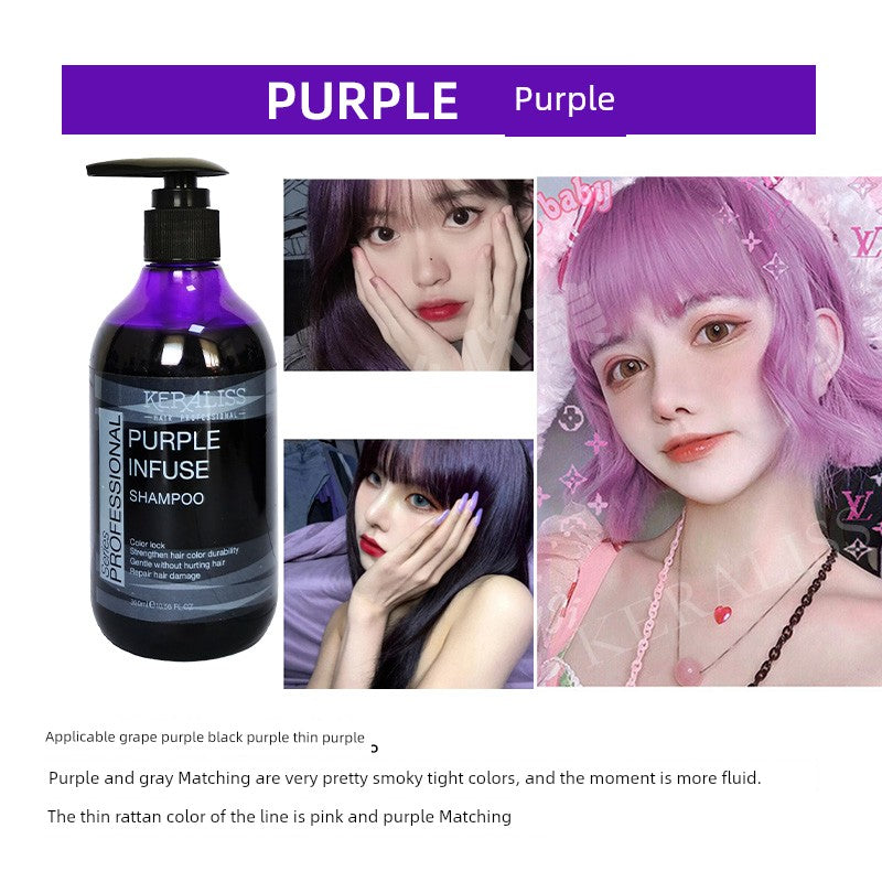 Solid Color Hair Conditioner Purple Pink Brown Red Green Blue Black Gray Hair Mask Color Fixing Agent Dyeing Lock Color Supplement Shampoo