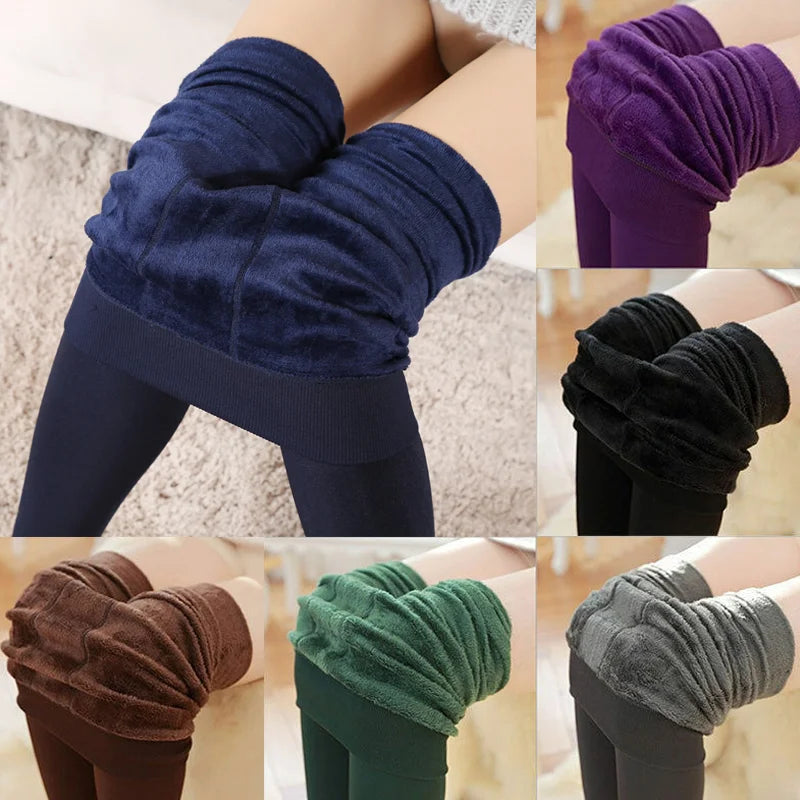 Women's Warmer Leggings Winter Thermal Pants Pantyhose Socks Velvet Tights Elastic Thicken Stocking Fleece Lined Underwear