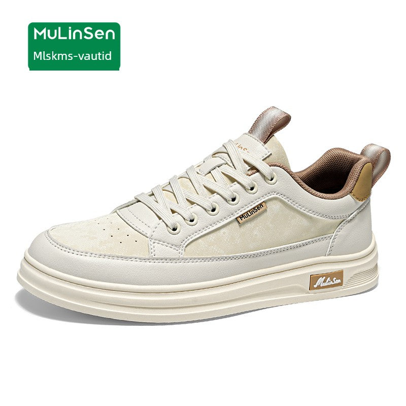 Mlskms-Vautid Men's Shoes Autumn and Winter Sports Casual Borad Shoes Male Leather Work Men's White Shoes Low Ankle Soft Bottom Stylish Shoes
