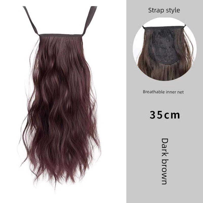 Internet Celebrity Wig Ponytail Women Grip Korean style Pear Flower Curly Hair Natural Simulation Hair Seamless High Ponytail Twist Fake Braid