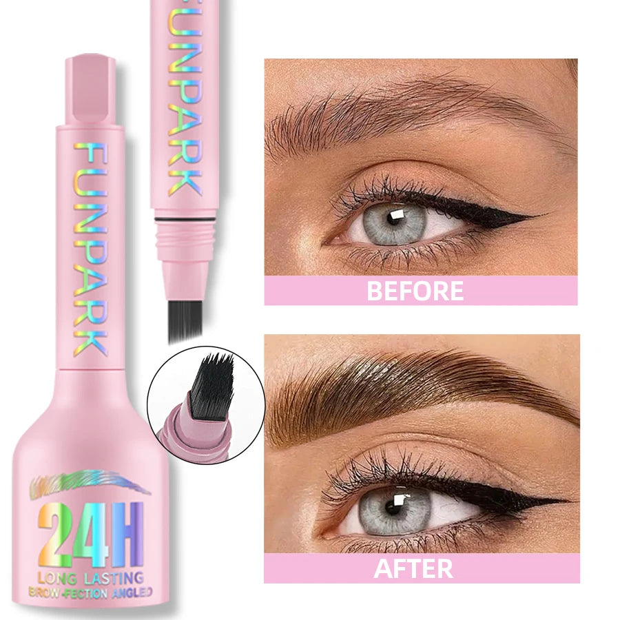 3D Dye Eyebrow Pencil Hairling Anti-smudge Waterproof 3 Colors Black Brown Brush Natural Wild Eyebrow Enhancers Cream Makeup - Heavenly shershelle