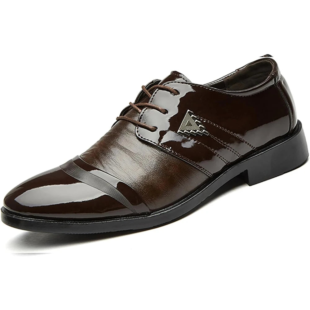 Mens Lace Up Dress Shoes Modern Formal Business Casual Office Suit Tuxedo Patent Leather Oxford Shoes