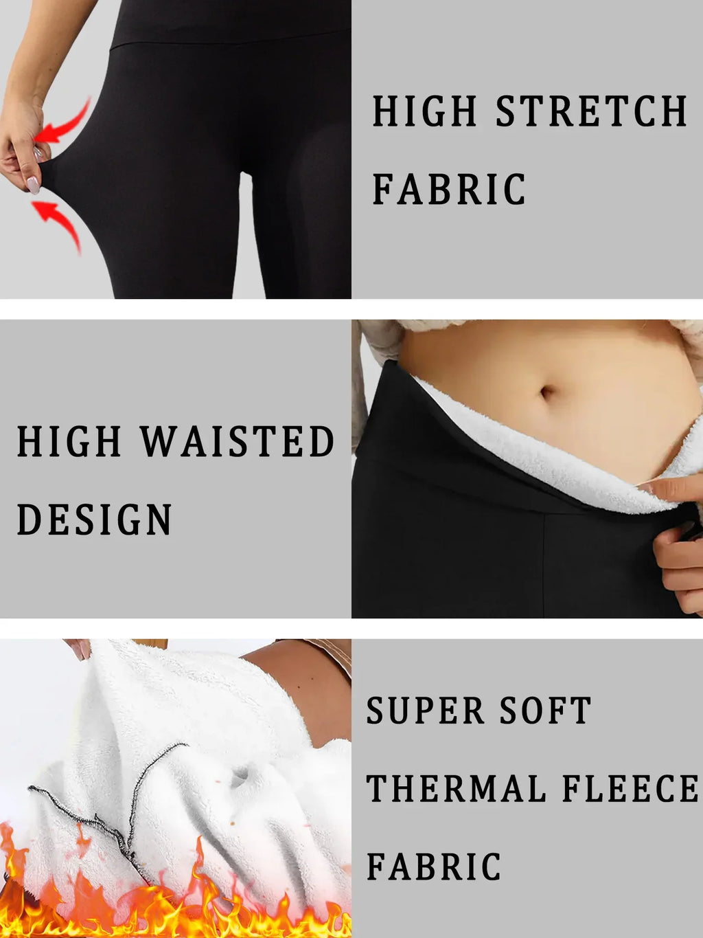 High Waisted Fleece-Lined Leggings for Women，Thick Soft Tummy Control Workout Running Yoga Thermal Warm Pants for Cold Winter