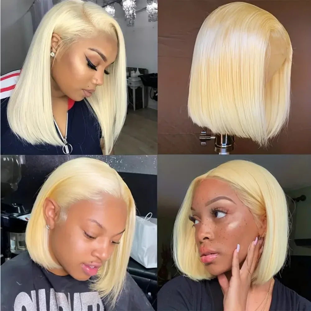 613 Honey Blonde 13x4 13x6 HD Lace Front Human Hair Wig Short Bob 8-16 Inches Wig Bone Straight Bob Wigs For Black Women - Heavenly shershelle