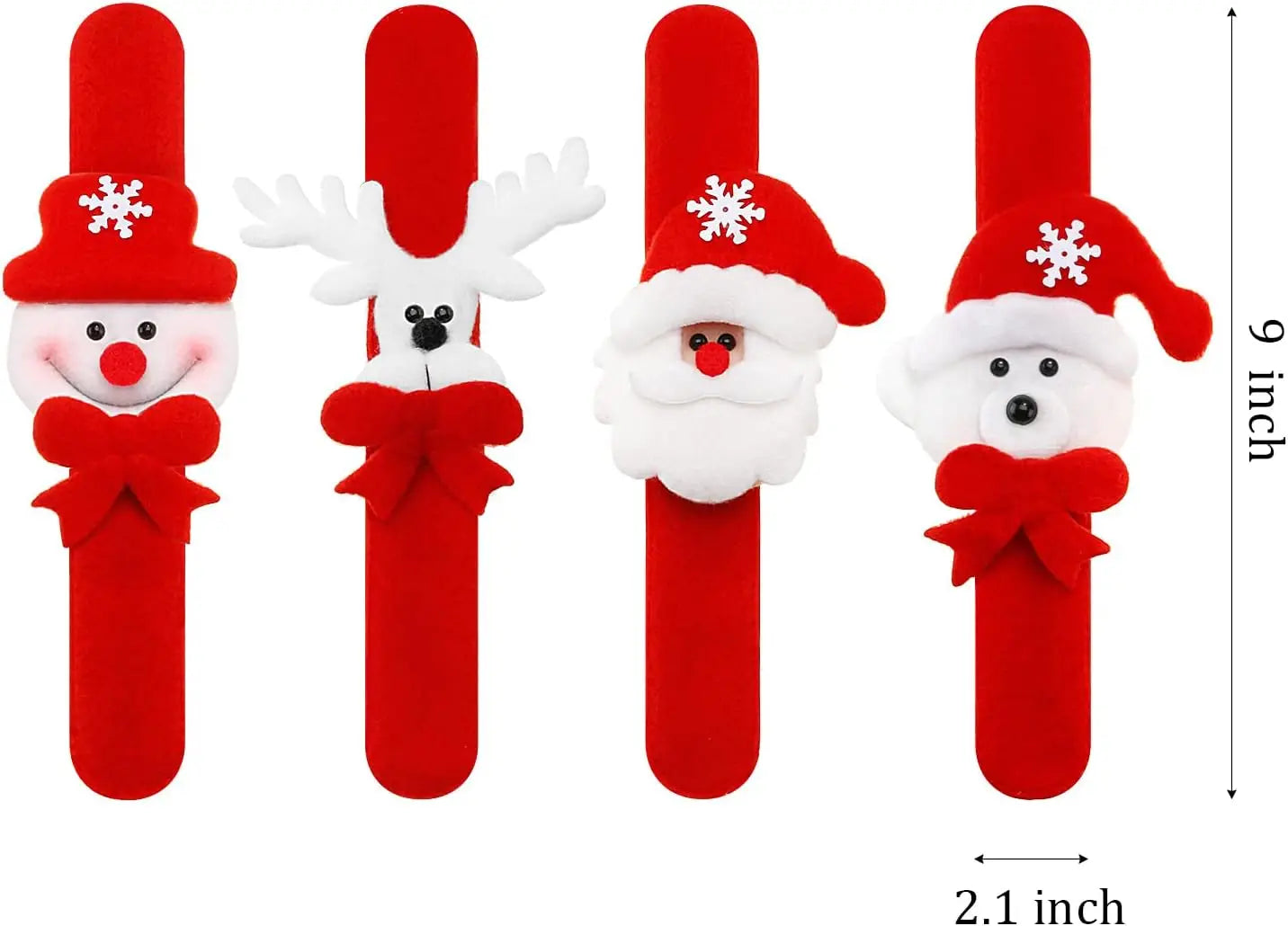 10 Pieces Christmas Slap Bracelets Christmas Snap Bracelet Party Favors Xmas Slap Bands Include Santa Claus Snowman Reindeer Bea
