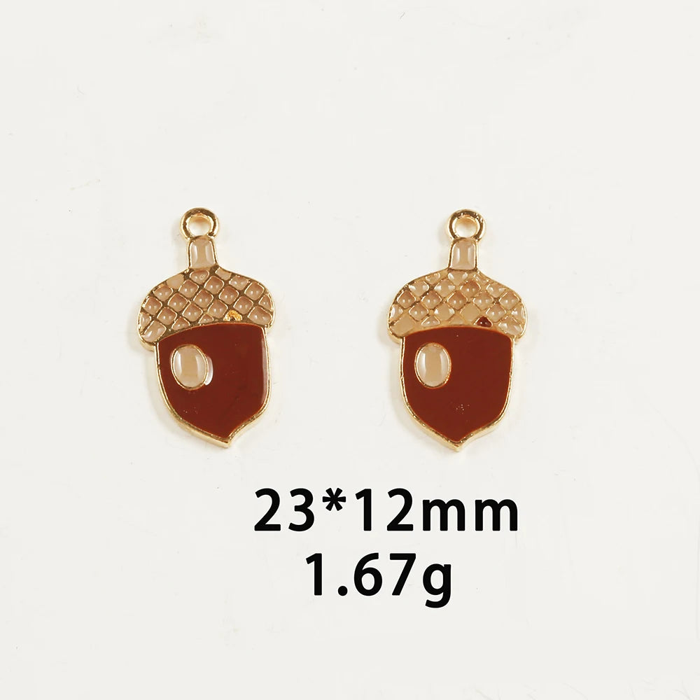 10pcs/Lot Thanksgiving Turkey Cake Pumpkin Maple Oil Enamel DIY Charms for Bag Earring Necklace Jewelry Making Handmade Pendant