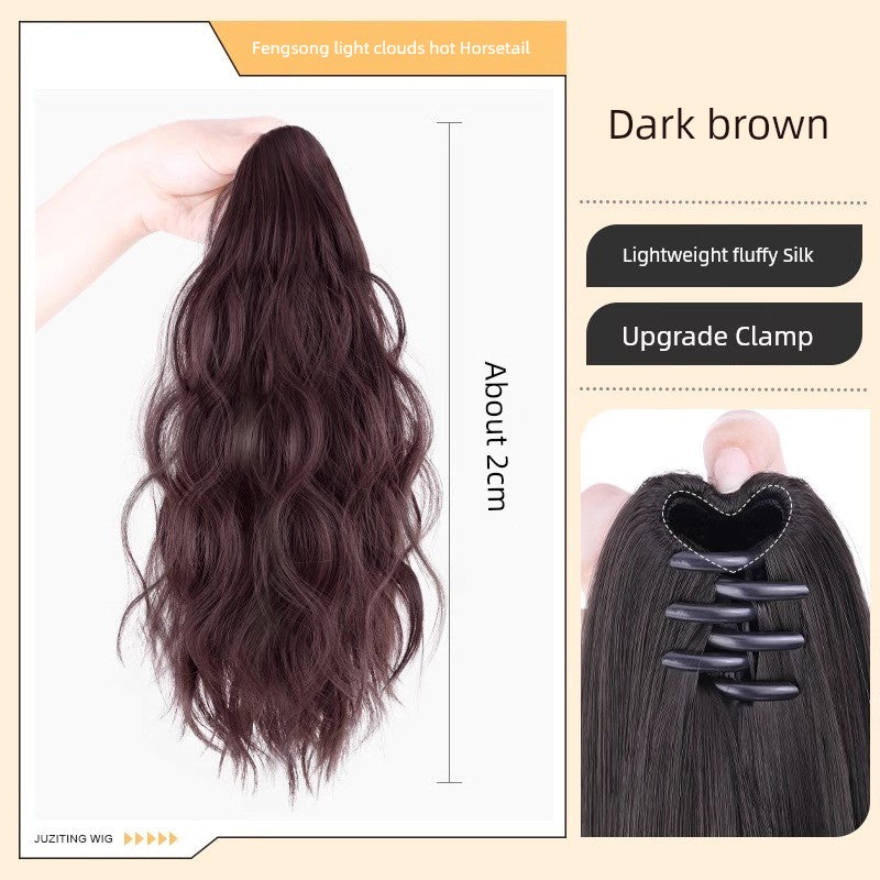 Internet Celebrity Wig Ponytail Women Grip Korean style Pear Flower Curly Hair Natural Simulation Hair Seamless High Ponytail Twist Fake Braid