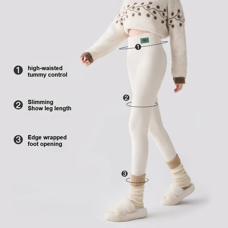 Plus Size Fleece Lined Leggings Women High Waisted Tights for Cold Winter Thermal Outdoor Wear Thick Ribbed Fashion Leggings - Heavenly shershelle