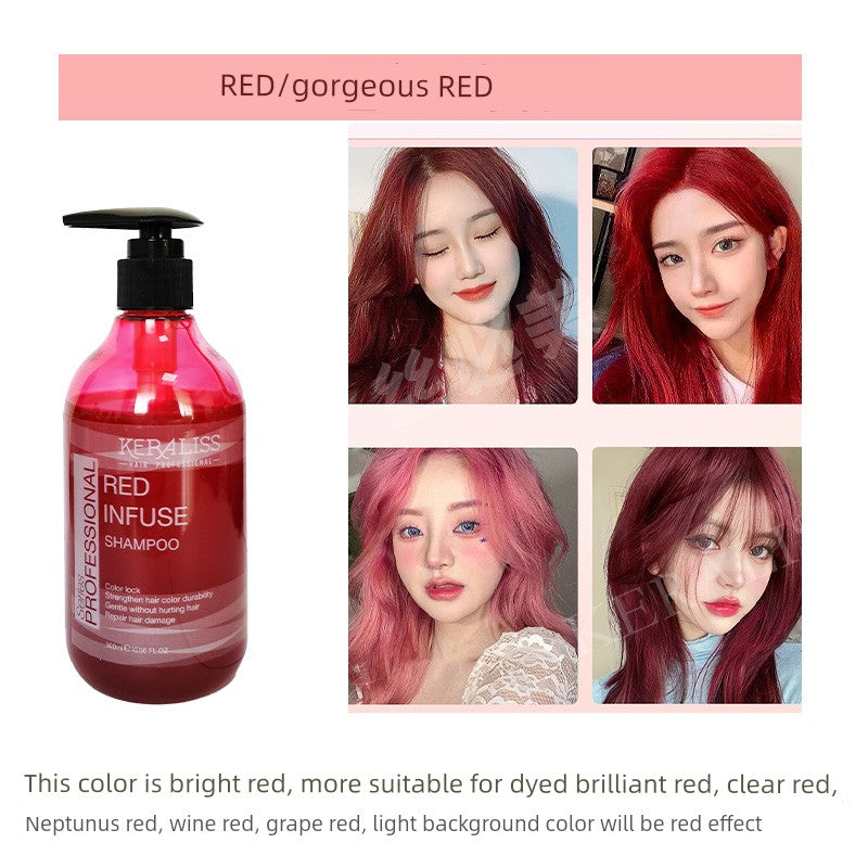 Solid Color Hair Conditioner Purple Pink Brown Red Green Blue Black Gray Hair Mask Color Fixing Agent Dyeing Lock Color Supplement Shampoo