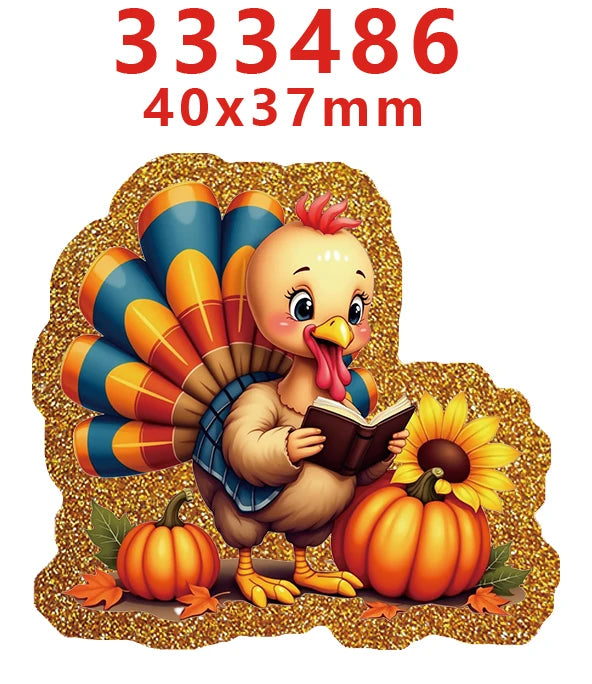 10 Pcs Fall Thanks Giving Glitter Acrylic Planar Resins Cartoon Christmas For DIY Making Hair BowsCrafts 334123