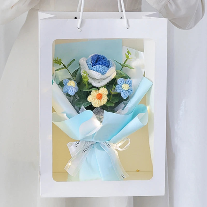 Crochet Flowers Bouquet Rose Hand-Knitted Graduation Flowers Bouquet Wedding Party Decoration Birthday Graduation Gifts - Heavenly shershelle