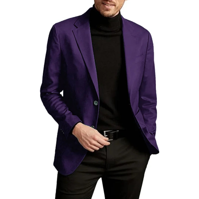Men's Jacket Thin New Smart Casual Suit Suede Slim Jacket with Lining Single Breasted Coat European Size M-XXL