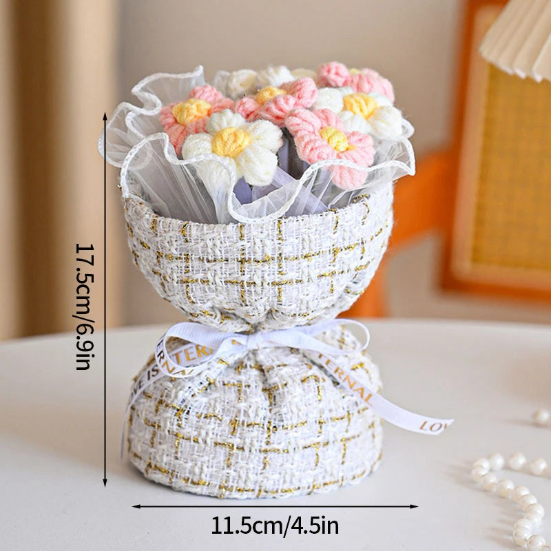 Crochet Flowers Bouquet Rose Hand-Knitted Graduation Flowers Bouquet Wedding Party Decoration Birthday Graduation Gifts - Heavenly shershelle