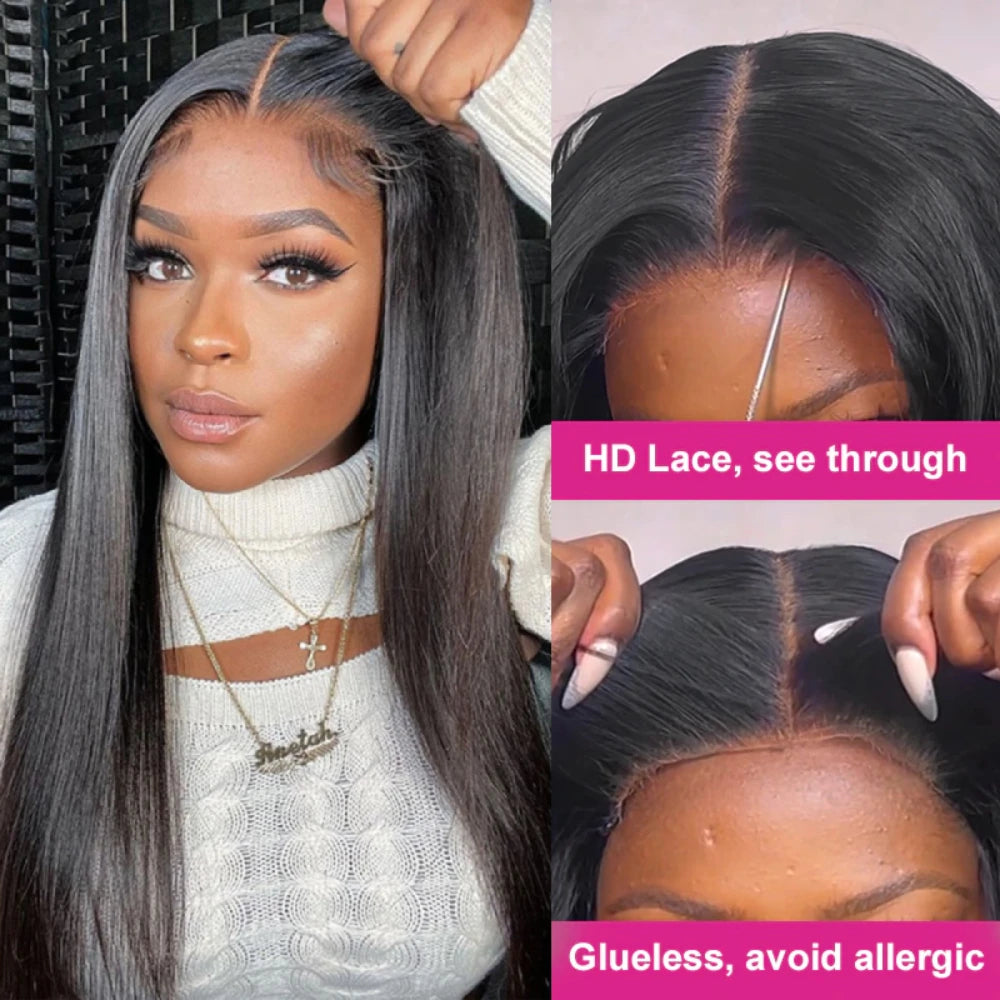 Wear Go 6X4 Glueless Human Hair Wig Transparent Lace Closure Wig Ready To Wear Pre Plucked Pre Cut Lace Wig Without Glue And Gel