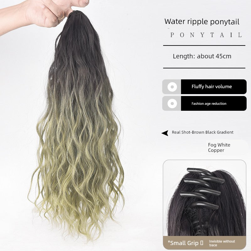 Internet Celebrity Wig Ponytail Women Grip Korean style Pear Flower Curly Hair Natural Simulation Hair Seamless High Ponytail Twist Fake Braid