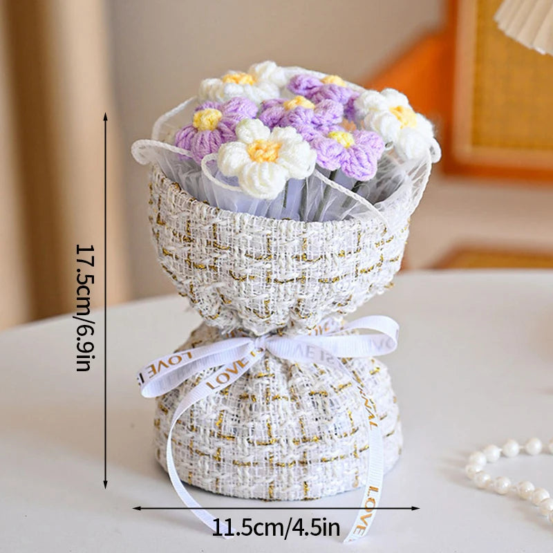 Crochet Flowers Bouquet Rose Hand-Knitted Graduation Flowers Bouquet Wedding Party Decoration Birthday Graduation Gifts - Heavenly shershelle