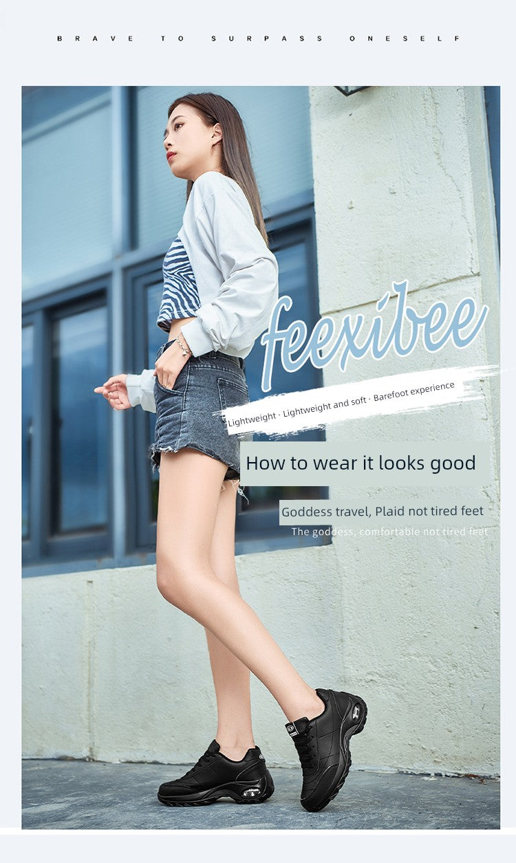 Spring New Arrival Brand Back Shoes Leather Waterproof Sneaker Team Dancing Shoes Women's Travel Shoes Air Cushion Soft Sole Shoes