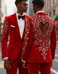 Fashion Velvet Men Suits Customized Sparkly Diamond Rhinstone Ropa Blazer 2 Pieces Sets Groom Wedding Tuxedos Slim Costume Homme