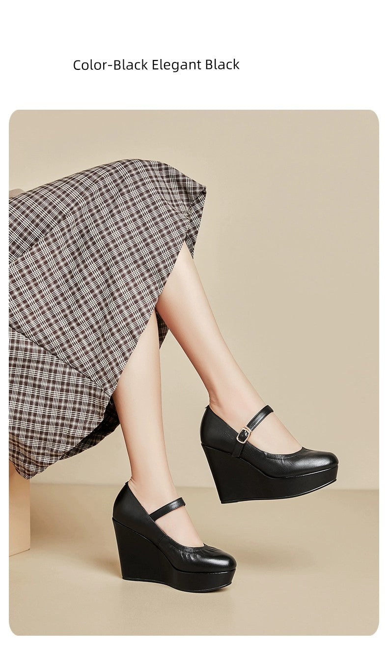 Thick Sole round Toe Wedge Soft Surface Waterproof Platform Strap - Heavenly shershelle