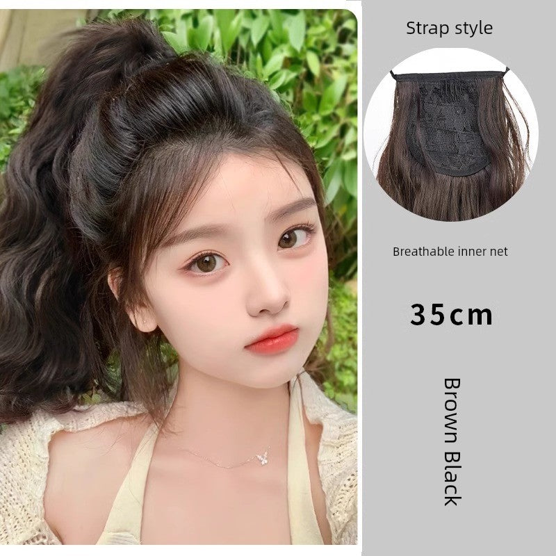 Internet Celebrity Wig Ponytail Women Grip Korean style Pear Flower Curly Hair Natural Simulation Hair Seamless High Ponytail Twist Fake Braid